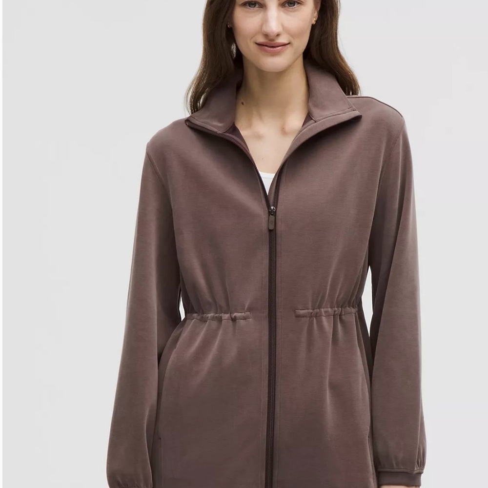 Brown Utility Jacket with High Collar and Relaxed Fit